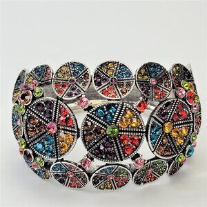 Crystals Multicolor Rhinestones Cuff Bracelet Bangle